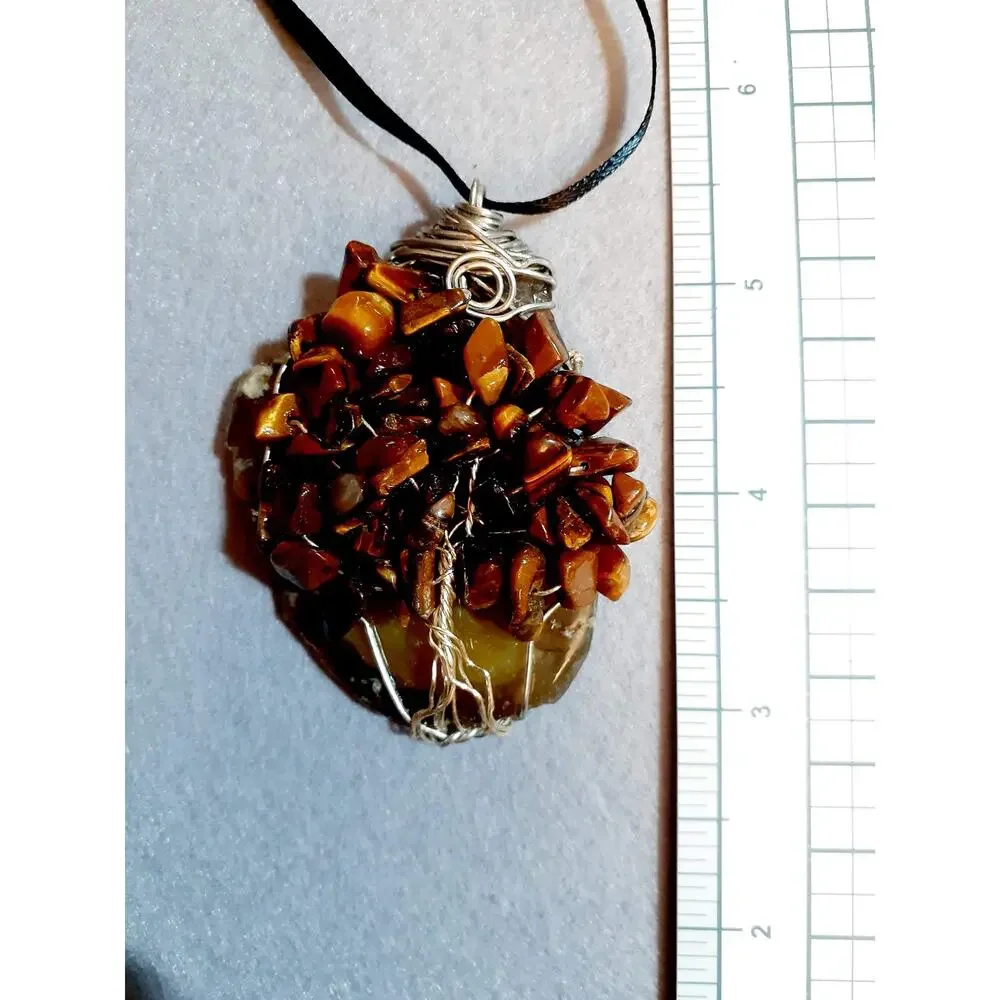Wire Art Agate Tree of Life Suncatcher with tiger eye beads